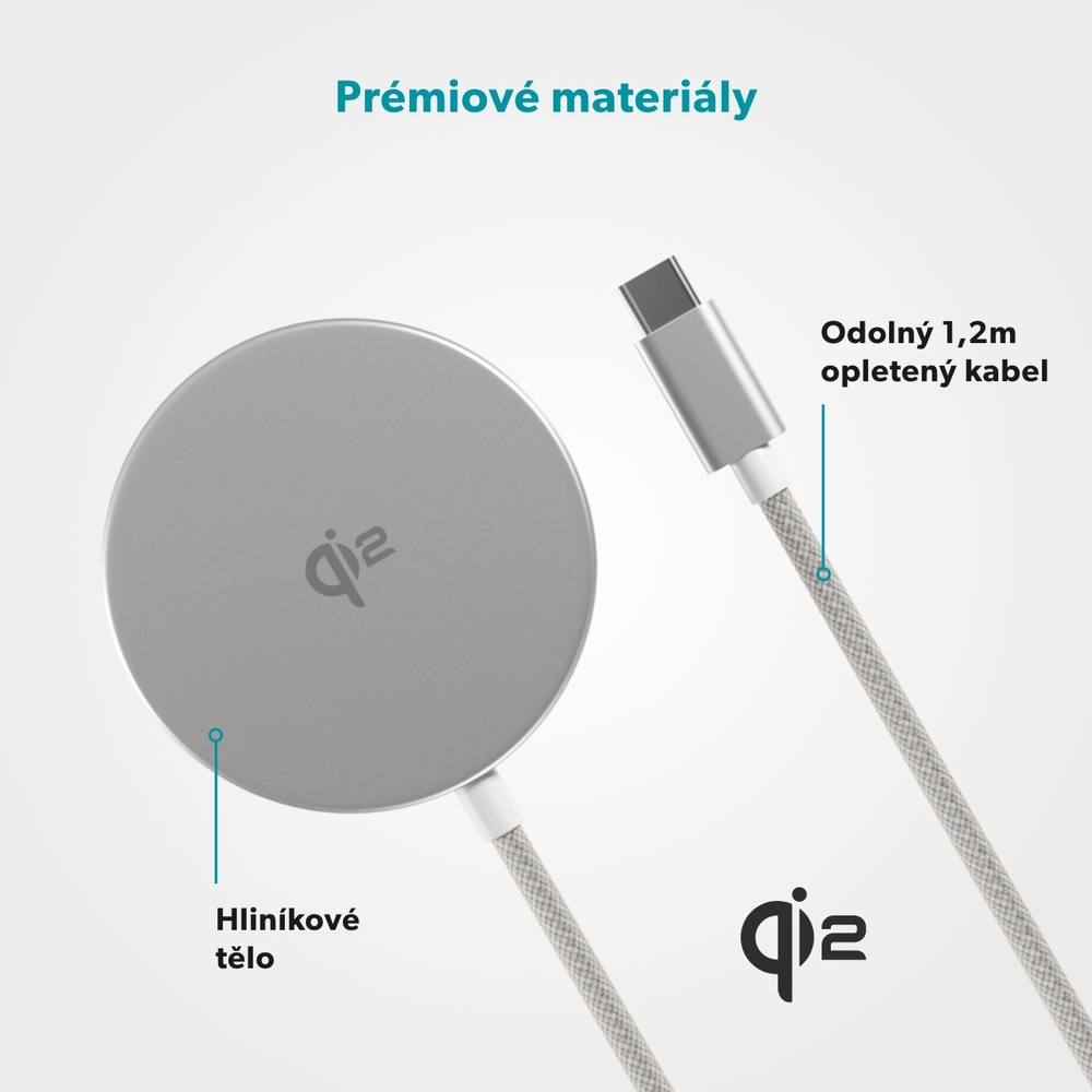 iStores by Epico UltraBase Qi2 Mag+ bezdrátová nabíječka EO50 - stříbrná
