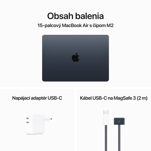 MacBook Air 15" Apple M2 8C CPU 10C GPU 8GB 256 GB polnočná SK *Použitý s DPH - Trieda B*
