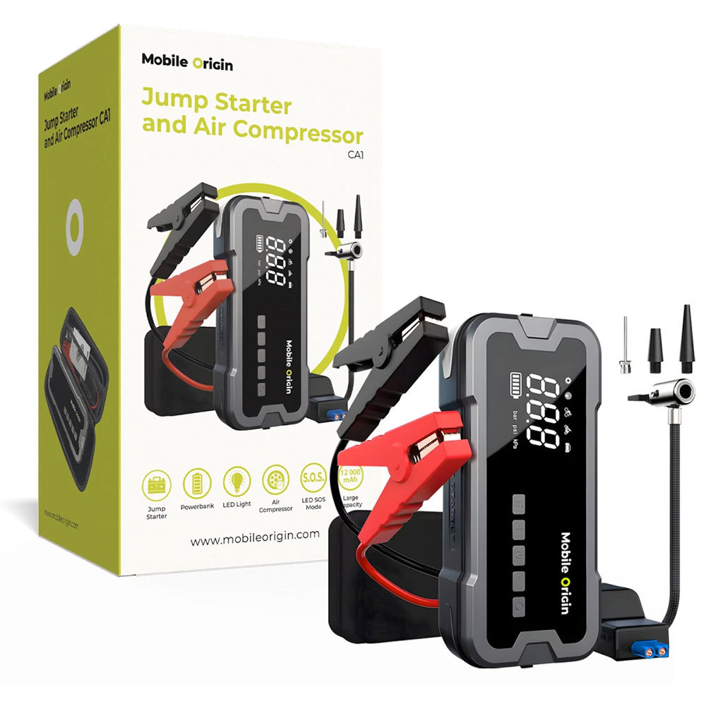 Mobile Origin Powerbank JumpStarter and Air Compressor CA01 - Black