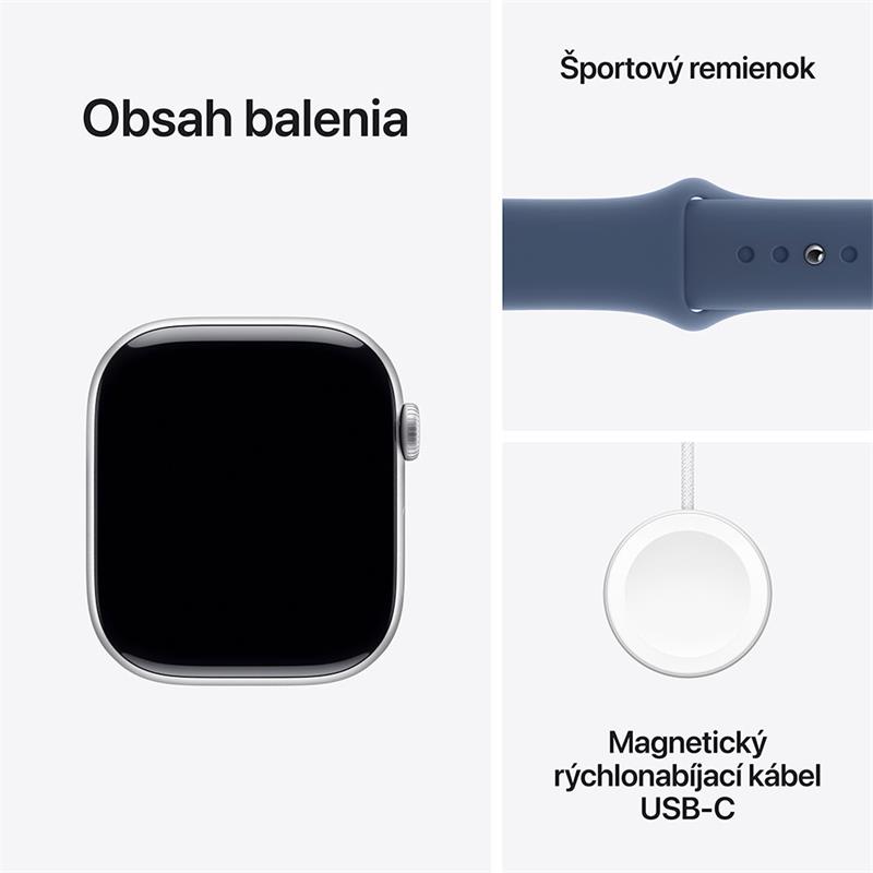 Apple Watch Series 10 GPS 46mm Silver Aluminium Case with Denim Sport Band - S/M *Aktivovaný*