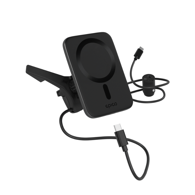 iStores by Epico Qi2 Mag+ Ultrathin Car Charger Wireless Charging 15W - černá