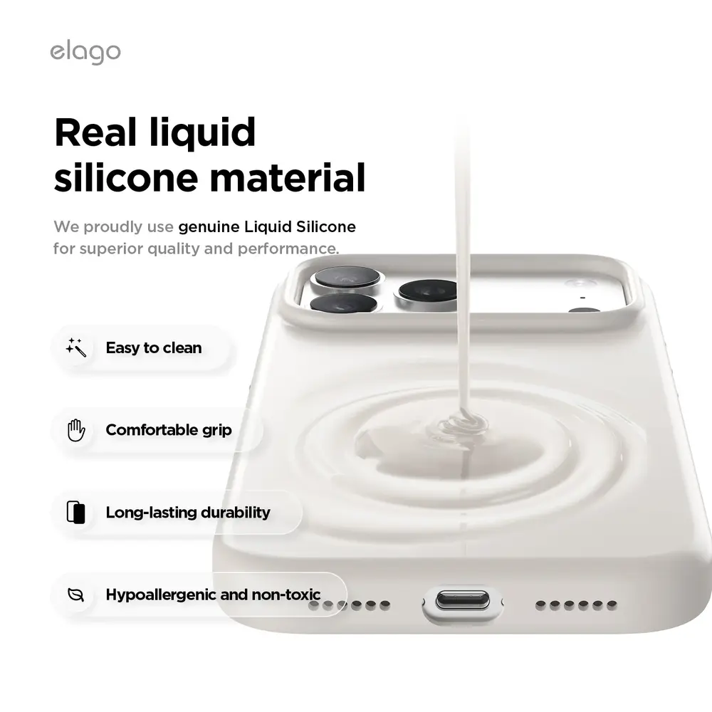 Elago kryt Silicone Case Magsafe Camera Control pre iPhone 17 Pro Max - Stone