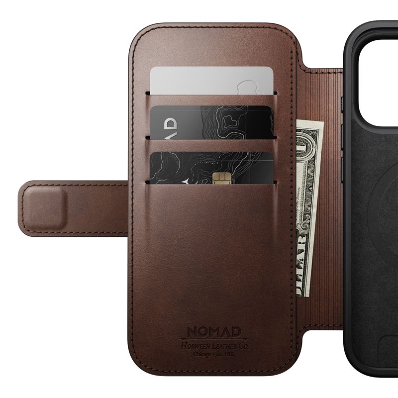 Nomad pouzdro Modern Leather Folio Magsafe pro iPhone 17 Pro - Rustic Brown