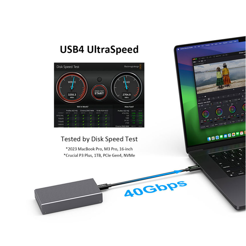 LMP DataFlash USB4 Enclosure M.2 NVMe PCIe SSD - Silver