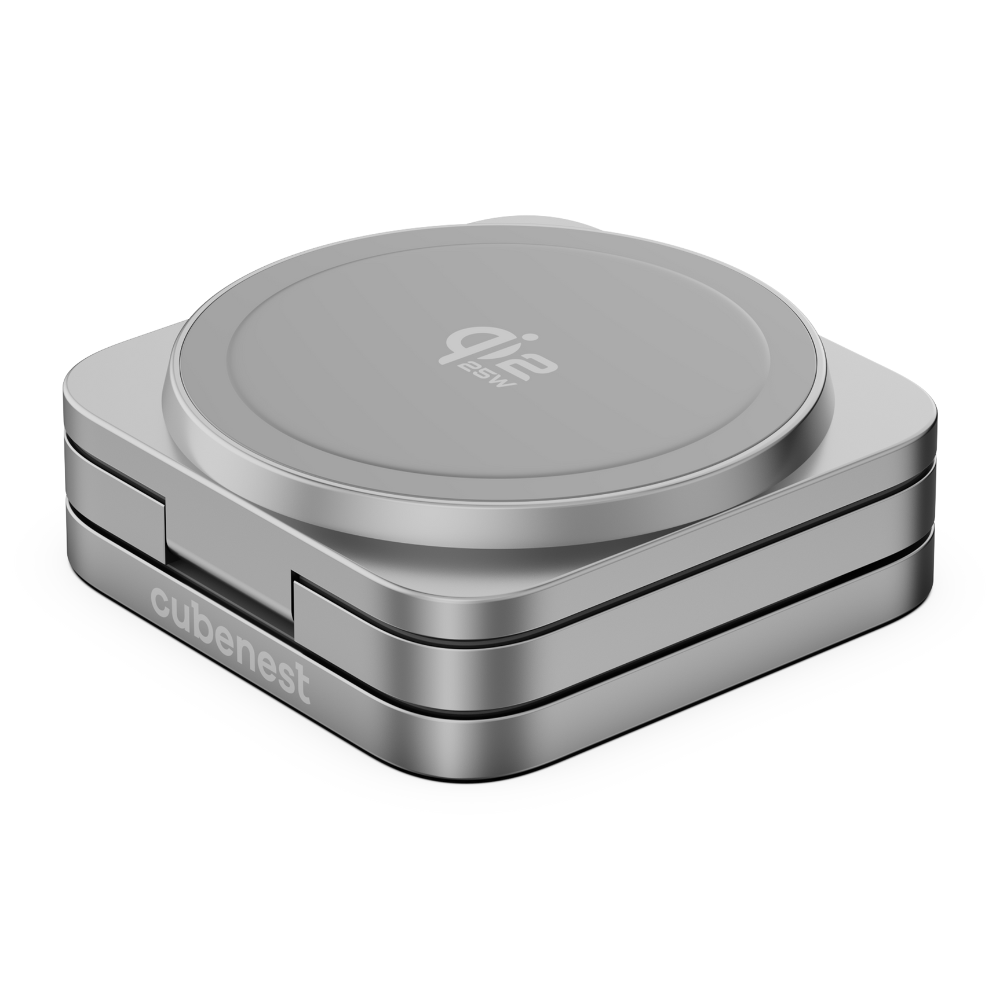 Cubenest 3v1 Qi2.2 Skladacia bezdrôtová magnetická nabíjačka SQ312 Ultra sivá