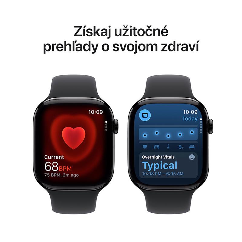Apple Watch Series 11 GPS 46mm Klavírny čierny hliník s čiernym športovým remienkom - S/M