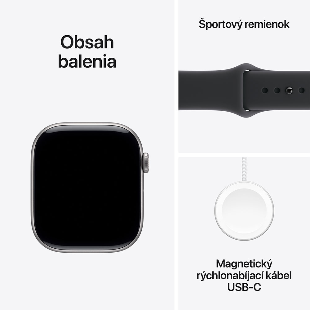 Apple Watch Series 11 GPS 46mm Kozmický sivý hliník s čiernym športovým remienkom - S/M