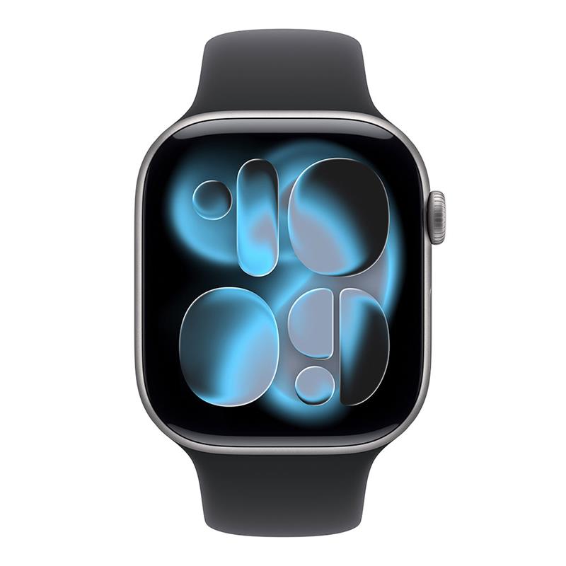 Apple Watch Series 11 GPS 46mm Kozmický sivý hliník s čiernym športovým remienkom - M/L