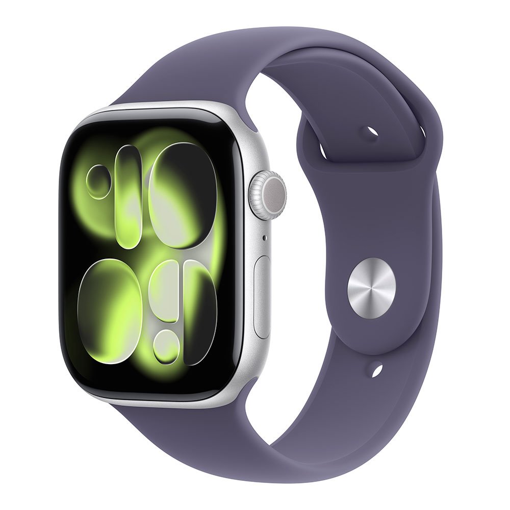 Apple Watch Series 11 GPS 46mm Strieborný hliník s hmlisto fialovým športovým remienkom - M/L