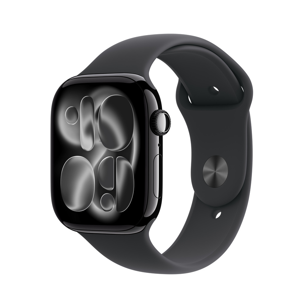 Apple Watch Series 11 GPS + Cellular 42mm Jet Black Aluminium Case with Black Sport Band - M/L