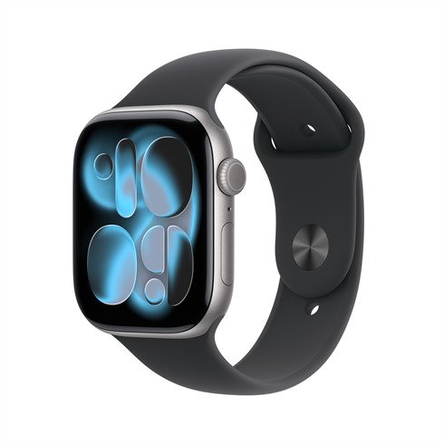 Apple Watch Series 11 GPS + Cellular 42mm Space Grey Aluminium Case with Black Sport Band - M/L