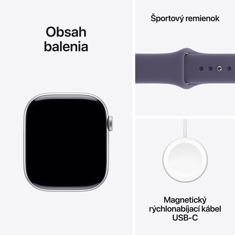Apple Watch Series 11 GPS + Cellular 42mm Strieborný hliník s hmlovo fialovým športovým remienkom - S/M