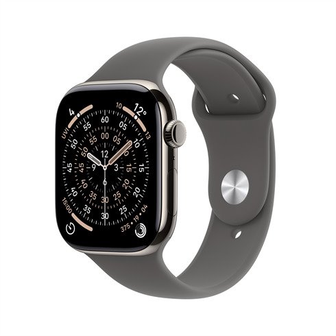 Apple Watch Series 11 GPS + Cellular 42mm Natural Titanium Case with Stone Grey Sport Band - S/M