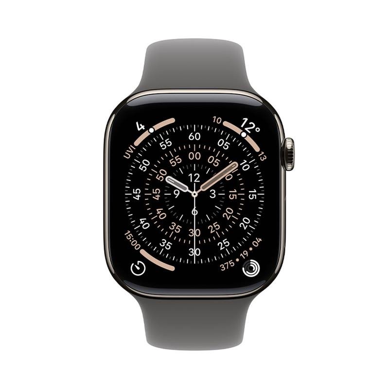 Apple Watch Series 11 GPS + Cellular 42mm Natural Titanium Case with Stone Grey Sport Band - M/L
