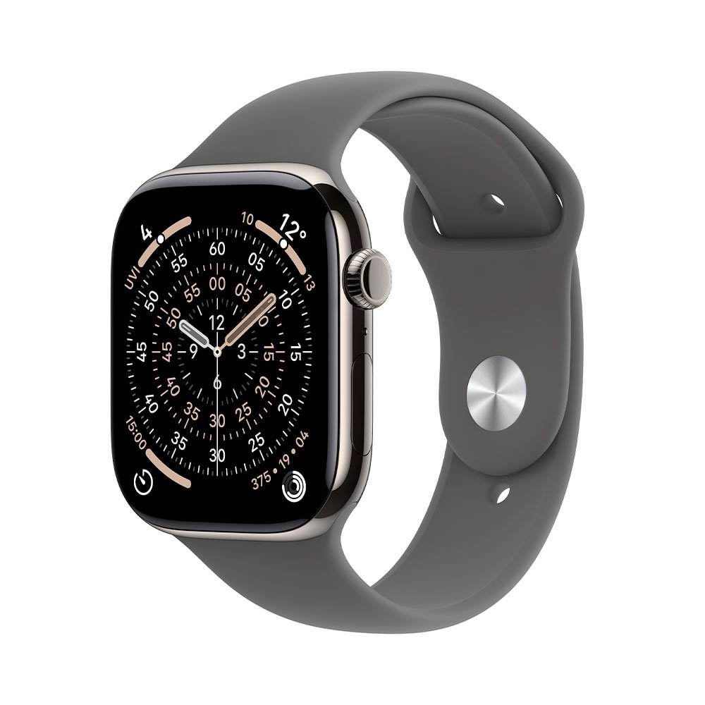 Apple Watch Series 11 GPS + Cellular 42mm Prírodný titán s kamenno sivým športovým remienkom - M/L