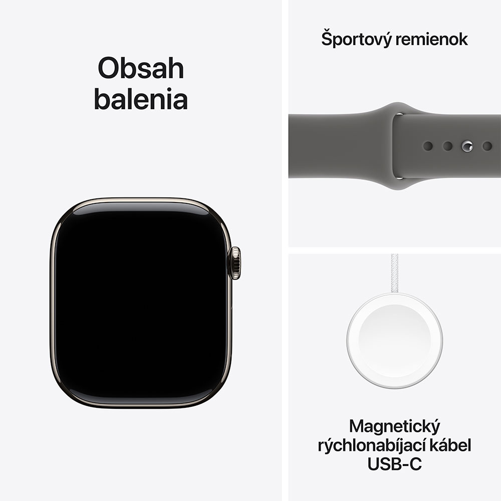 Apple Watch Series 11 GPS + Cellular 42mm Prírodný titán s kamenno sivým športovým remienkom - M/L