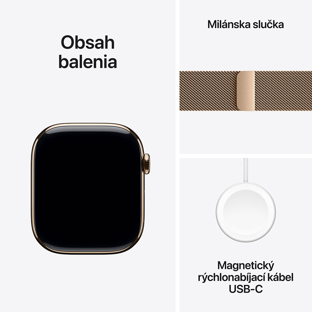 Apple Watch Series 11 GPS + Cellular 42mm Zlatý titán so zlatým milánskym ťahom