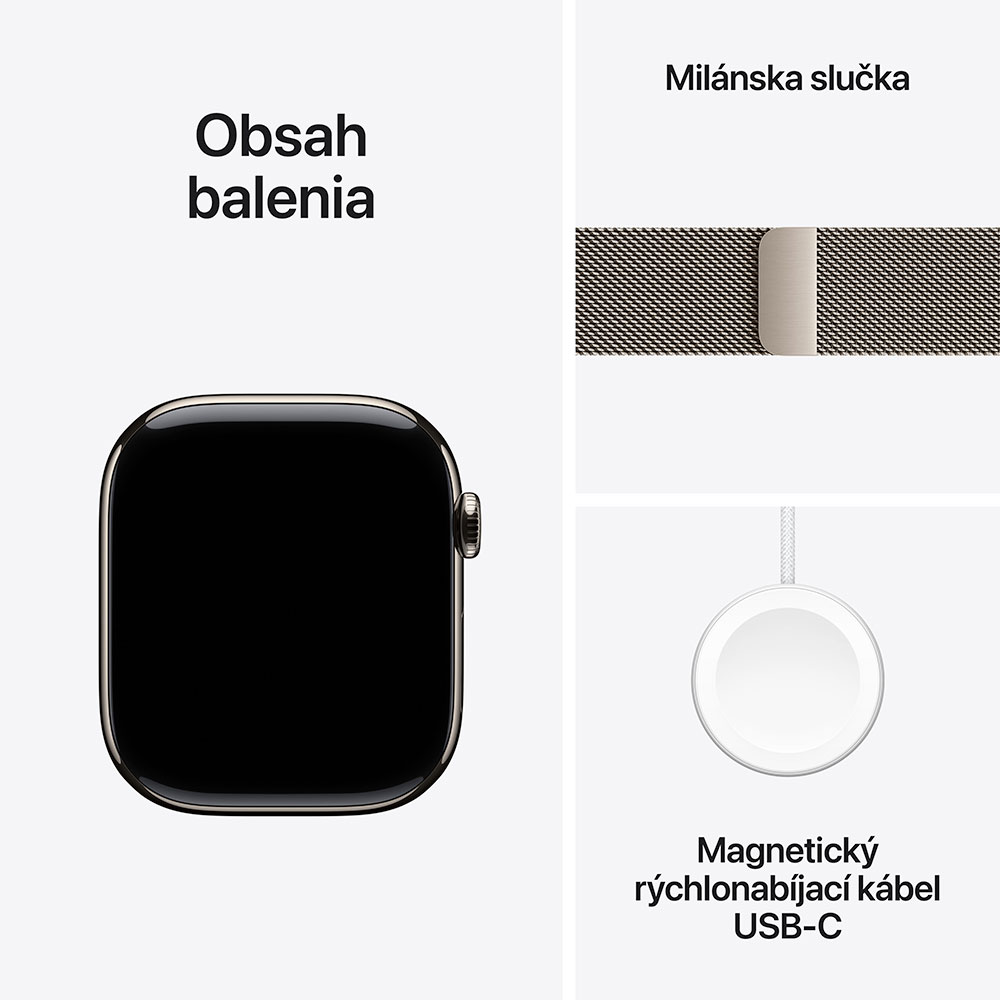 Apple Watch Series 11 GPS + Cellular 46mm Prírodný titán s prírodným milánskym ťahom - M/L