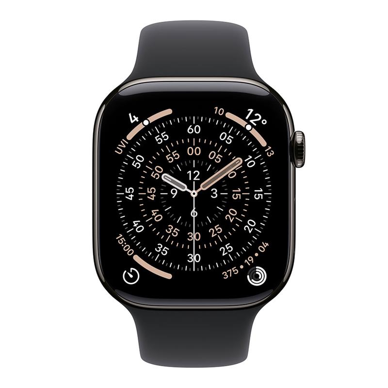 Apple Watch Series 11 GPS + Cellular 46mm Bridlicový sivý titán s čiernym športovým remienkom - S/M