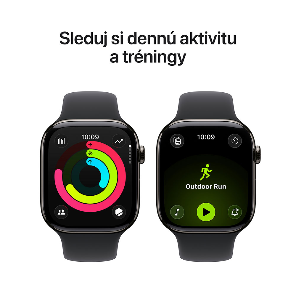 Apple Watch Series 11 GPS + Cellular 46mm Bridlicový sivý titán s čiernym športovým remienkom - S/M