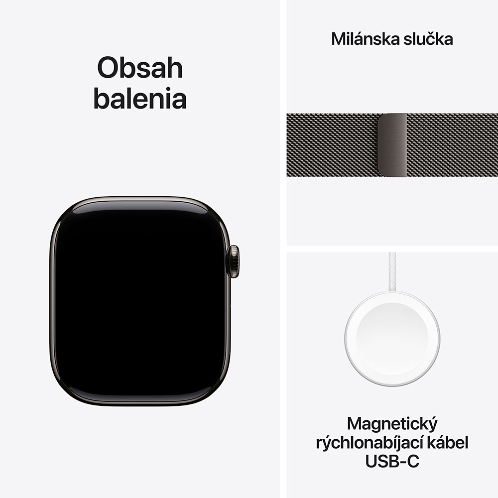 Apple Watch Series 11 GPS + Cellular 46mm Bridlicový sivý titán s bridlicovo sivým milánskym ťahom - M/L