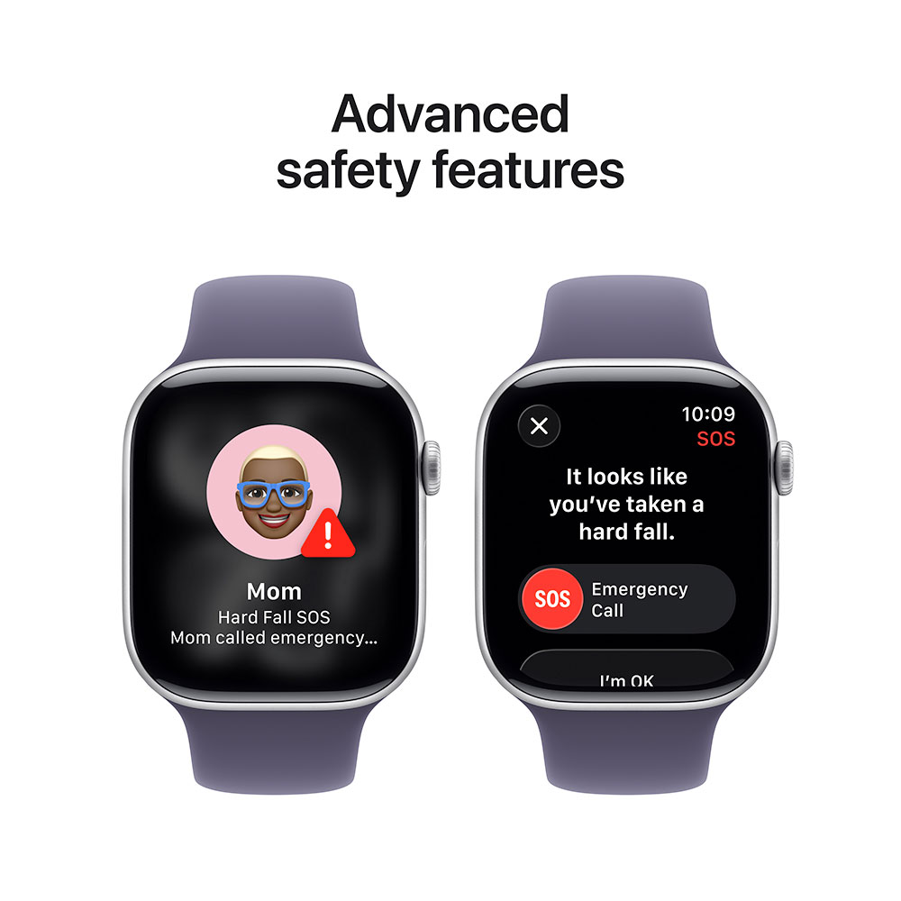 Apple Watch Series 11 GPS 46mm Strieborný hliník s hmlisto fialovým športovým remienkom - S/M