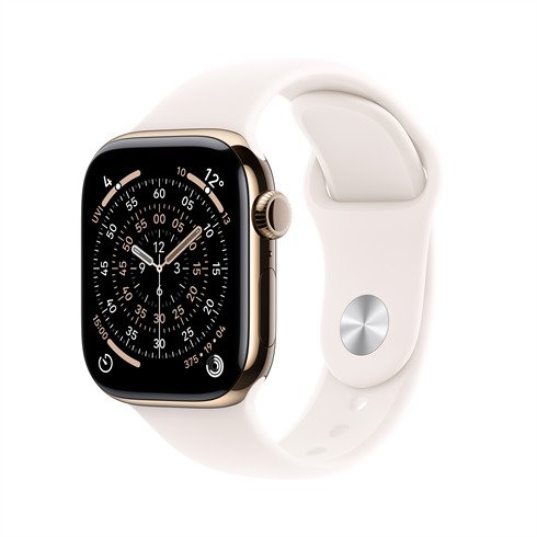Apple Watch Series 11 GPS + Cellular 46mm Gold Titanium Case with Light Blush Sport Band - M/L