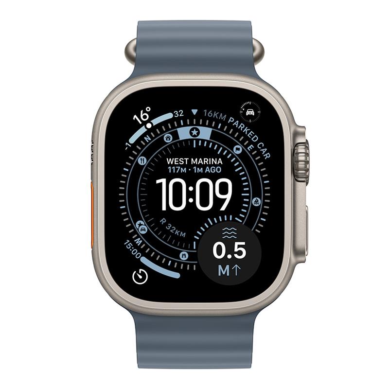 Apple Watch Ultra 3 GPS + Cellular 49mm Prírodný titán s oceľovo modrým oceánskym remienkom