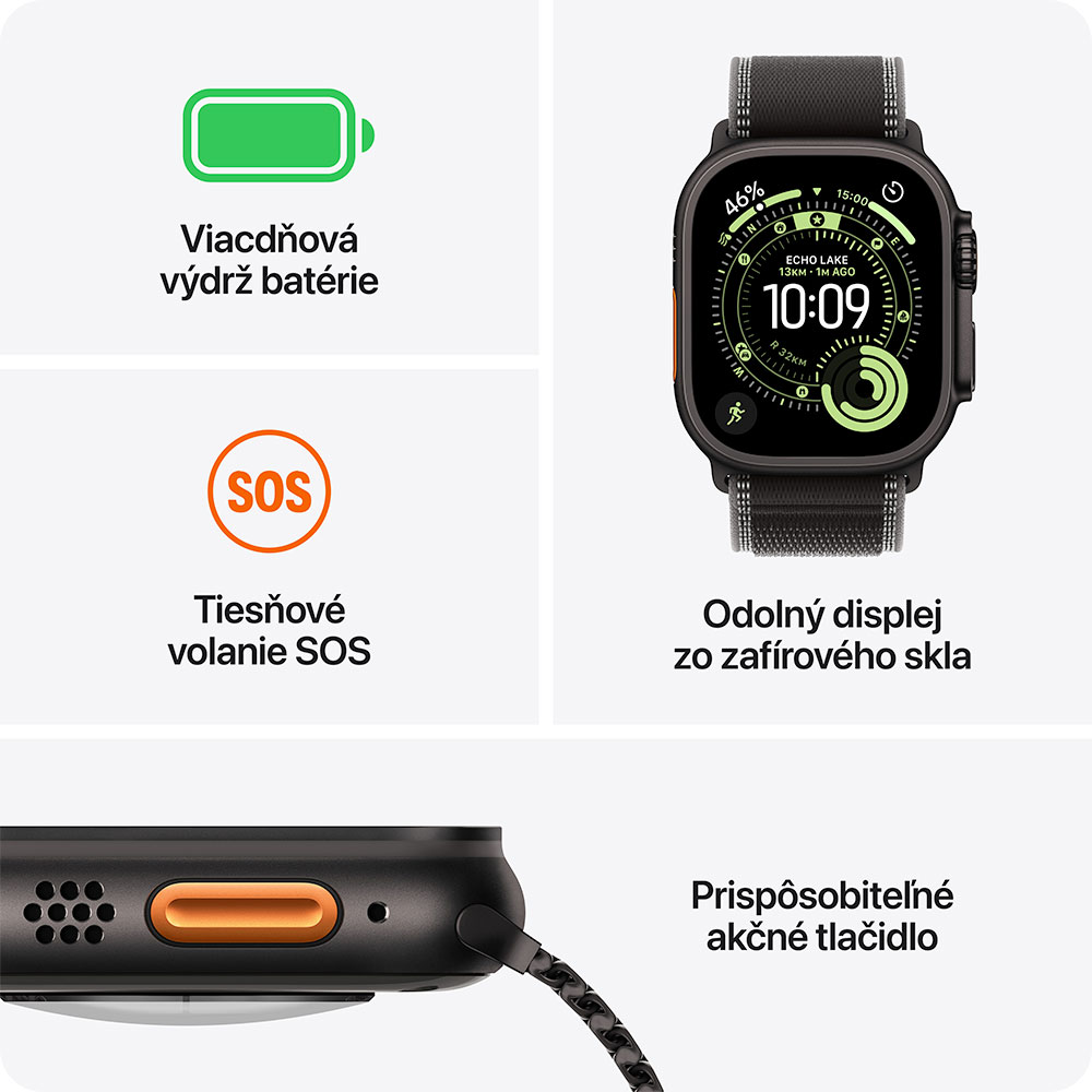 Apple Watch Ultra 3 GPS + Cellular 49mm Prírodný titán so svetlo modrým alpským ťahom - S