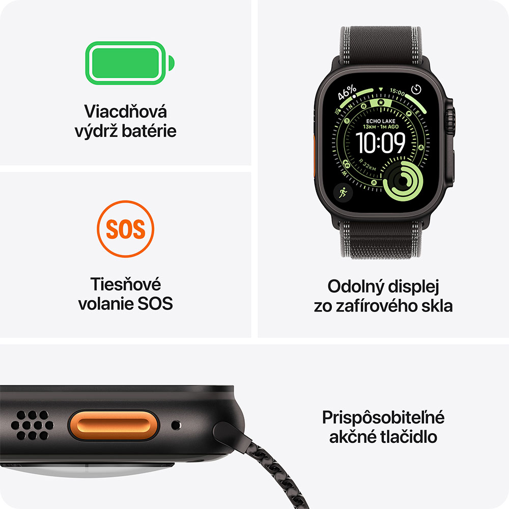 Apple Watch Ultra 3 GPS + Cellular 49mm Prírodný titán s prírodným titánovým milánským ťahom - S