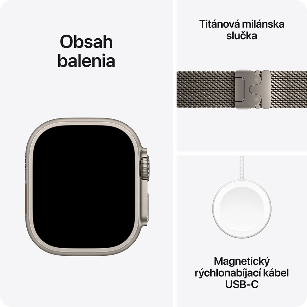 Apple Watch Ultra 3 GPS + Cellular 49mm Prírodný titán s prírodným titánovým milánským ťahom - M