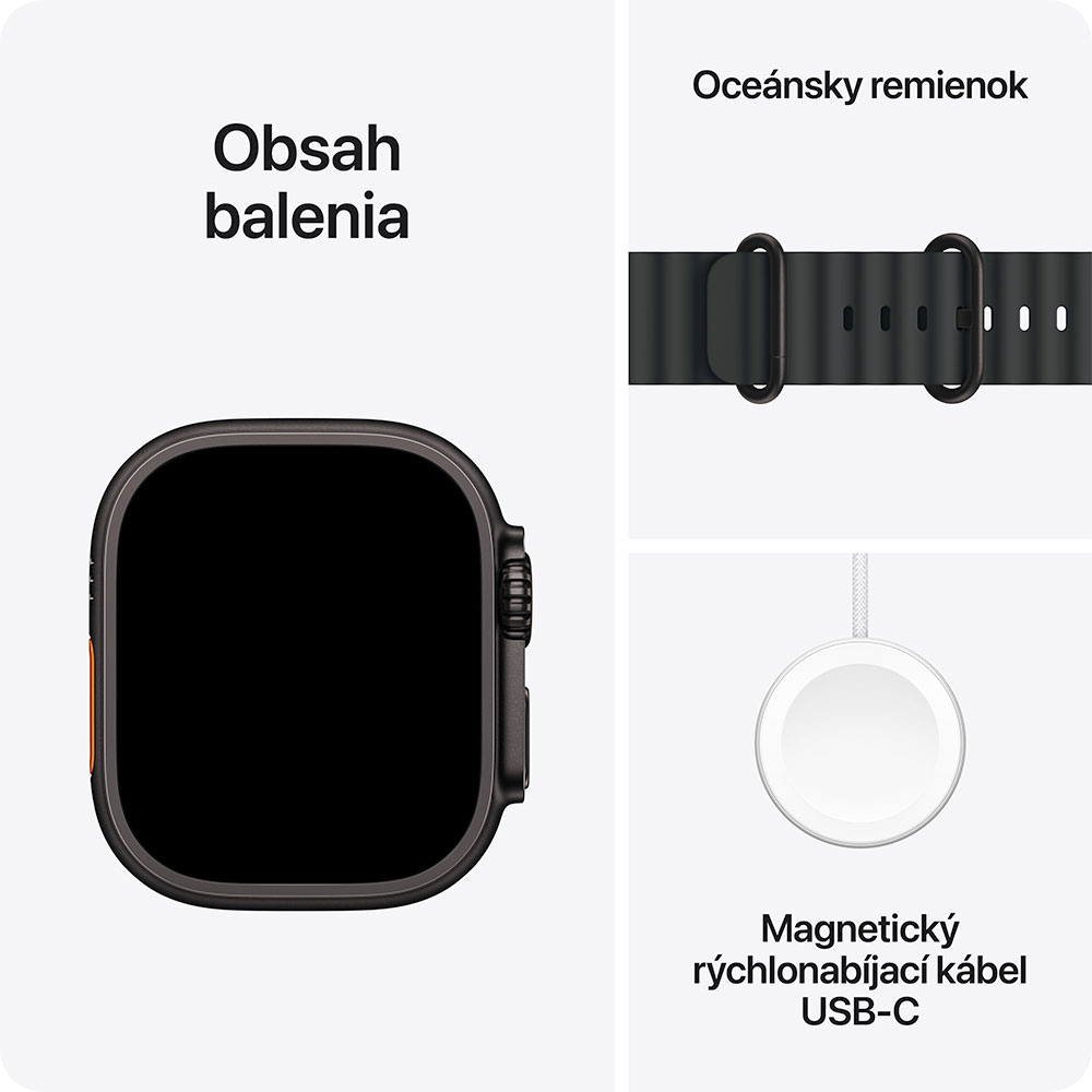 Apple Watch Ultra 3 GPS + Cellular 49mm Čierny titán s čierným oceánskym remienkom