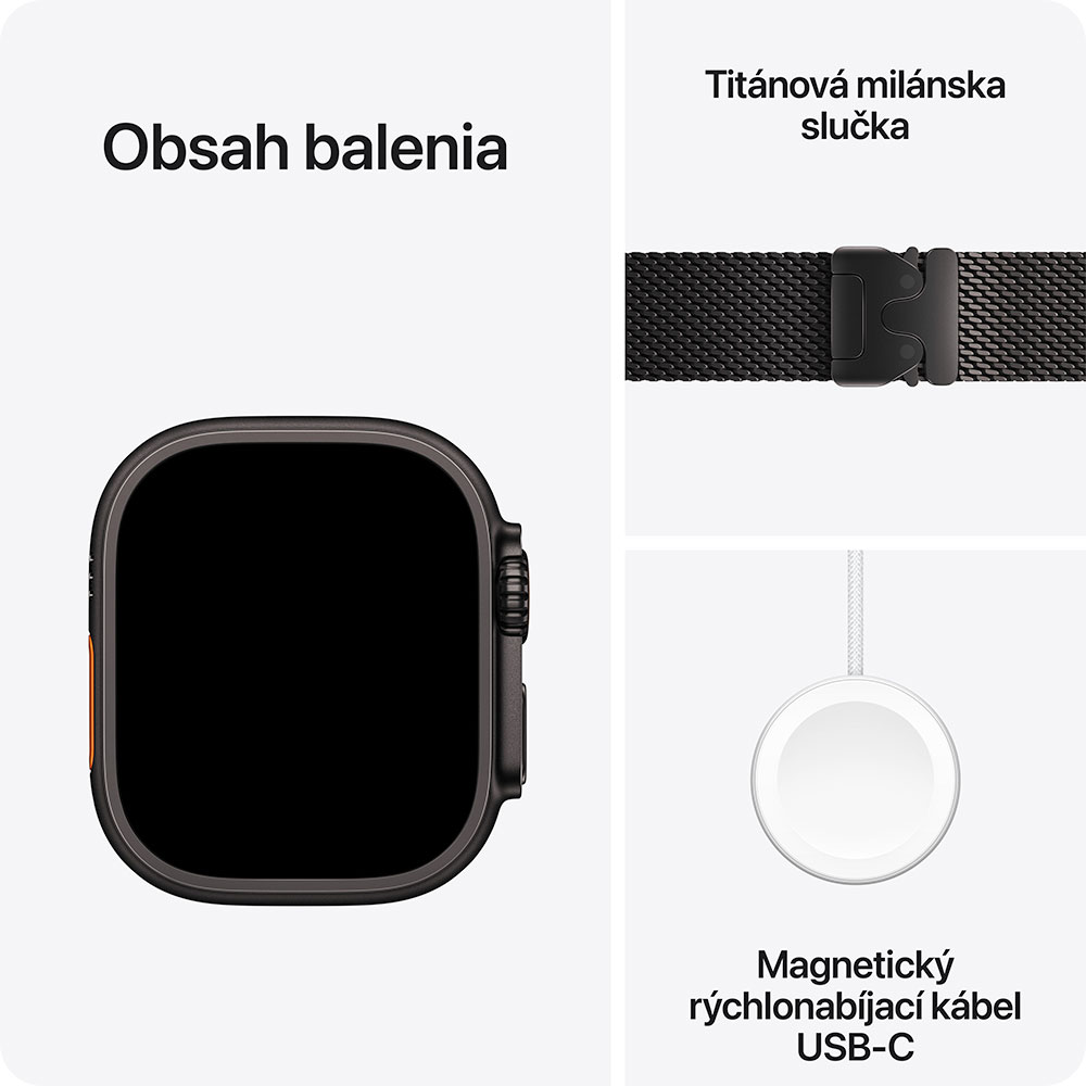 Apple Watch Ultra 3 GPS + Cellular 49mm Čierny titán s čiernym titánovým milánskym ťahom - S