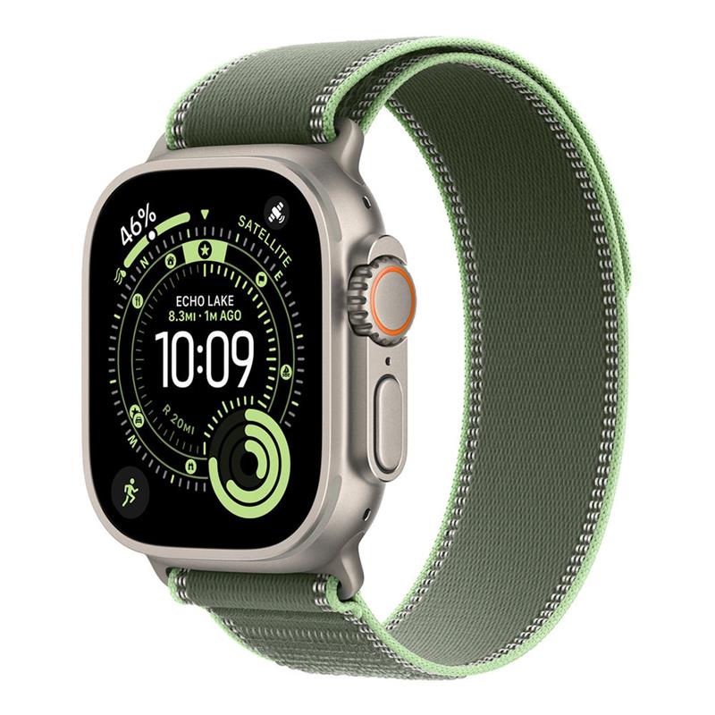 Apple Watch 49mm Green/Neon Trail Loop - S/M - Natural Titanium Finish