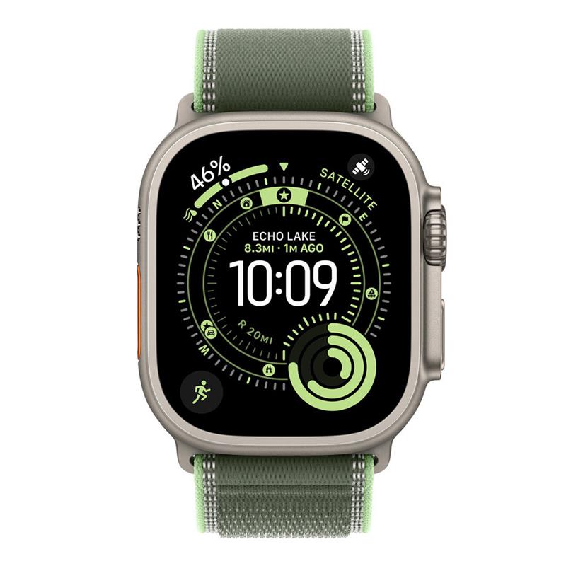 Apple Watch 49mm Green/Neon Trail Loop - S/M - Natural Titanium Finish