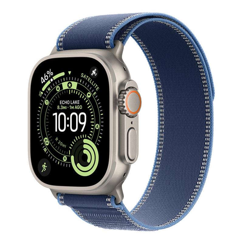 Apple Watch 49mm Blue/Bright Blue Trail Loop - M/L - Natural Titanium Finish