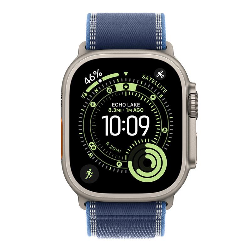 Apple Watch 49mm Blue/Bright Blue Trail Loop - M/L - Natural Titanium Finish