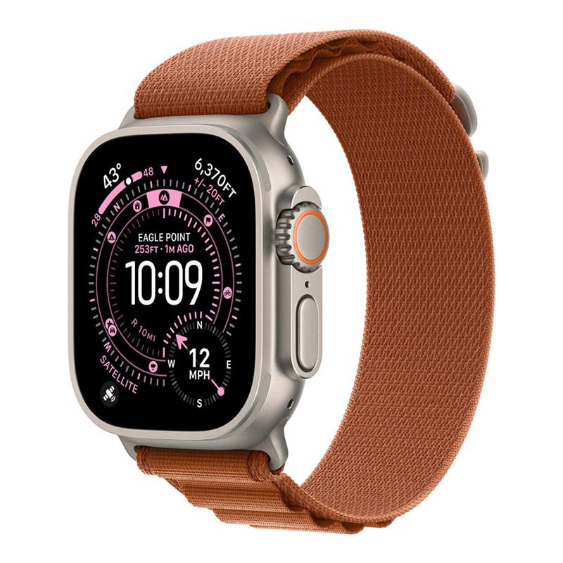 Apple Watch 49mm Terra Cotta Alpine Loop - Medium - Natural Titanium Finish