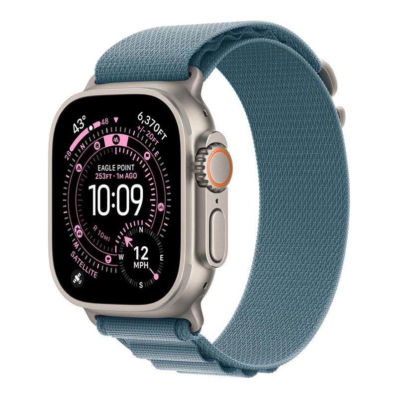Apple Watch 49mm Light Blue Alpine Loop - Medium - Natural Titanium Finish