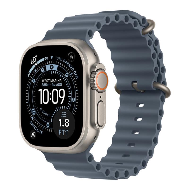 Apple Watch 49mm Anchor Blue Ocean Band Extension - Natural Titanium Finish