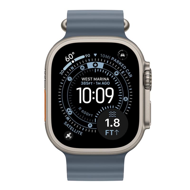 Apple Watch 49mm Anchor Blue Ocean Band Extension - Natural Titanium Finish