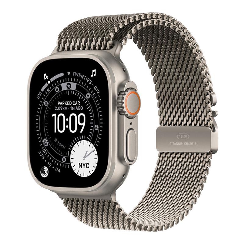 Apple Watch 49mm Natural Titanium Milanese Loop - Large
