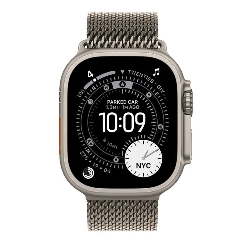 Apple Watch 49mm Natural Titanium Milanese Loop - Large
