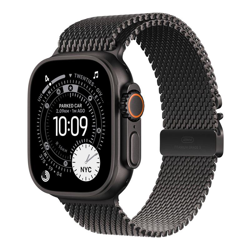 Apple Watch 49mm Black Titanium Milanese Loop - Large