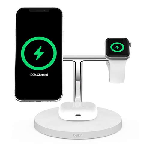 Belkin Boost Charge Pro 3-in-1 Wireless Charger with Magsafe 15W - White *Vystavený*