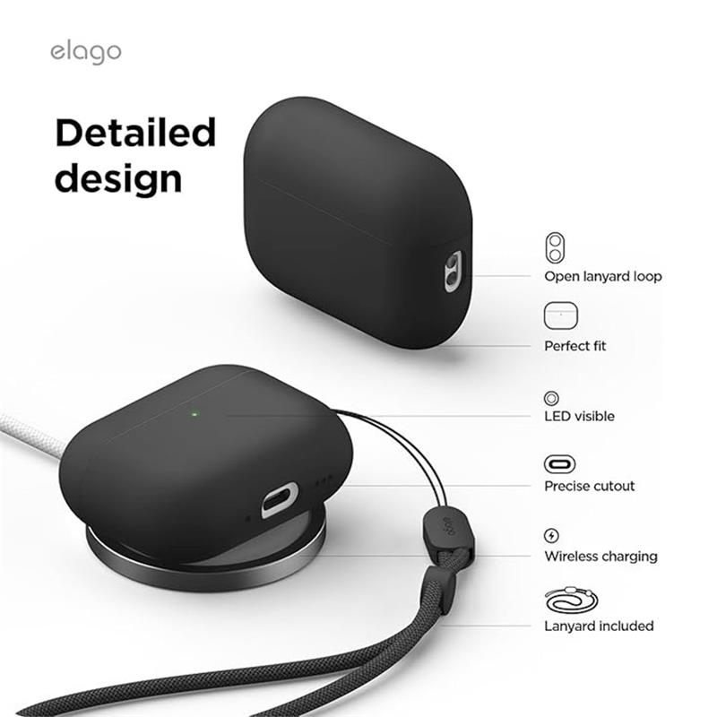 Elago Airpods Pro 3 Liquid Hybrid Strap Case - Black