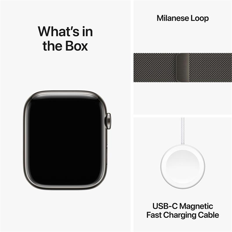 Apple Watch Series 9 GPS + Cellular 45mm puzdro s grafitovej nehrdzavejúcej ocele *Trieda C*