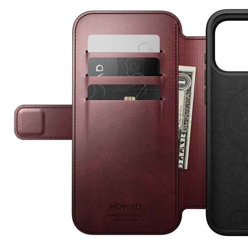 Nomad puzdro Modern Leather Folio Magsafe Horween pre iPhone 17 Pro Max - Burgundy Chromexcel