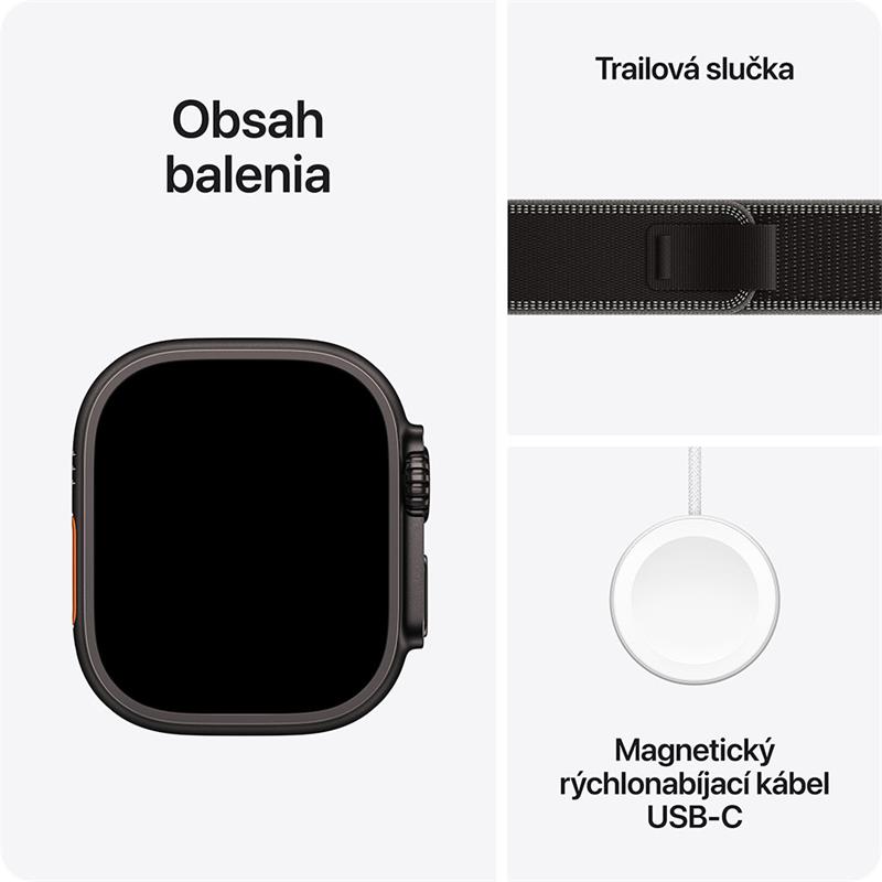 Apple Watch Ultra 3 GPS + Cellular 49mm Black Titanium Case with Black/Charcoal Trail Loop - M/L *Rozbalený*