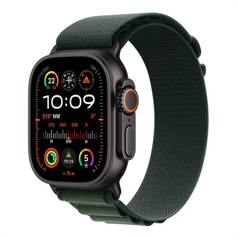 Apple Watch Ultra 2 GPS + Cellular 49mm Black Titanium Case with Dark Green Alpine Loop - Medium *Vystavený*